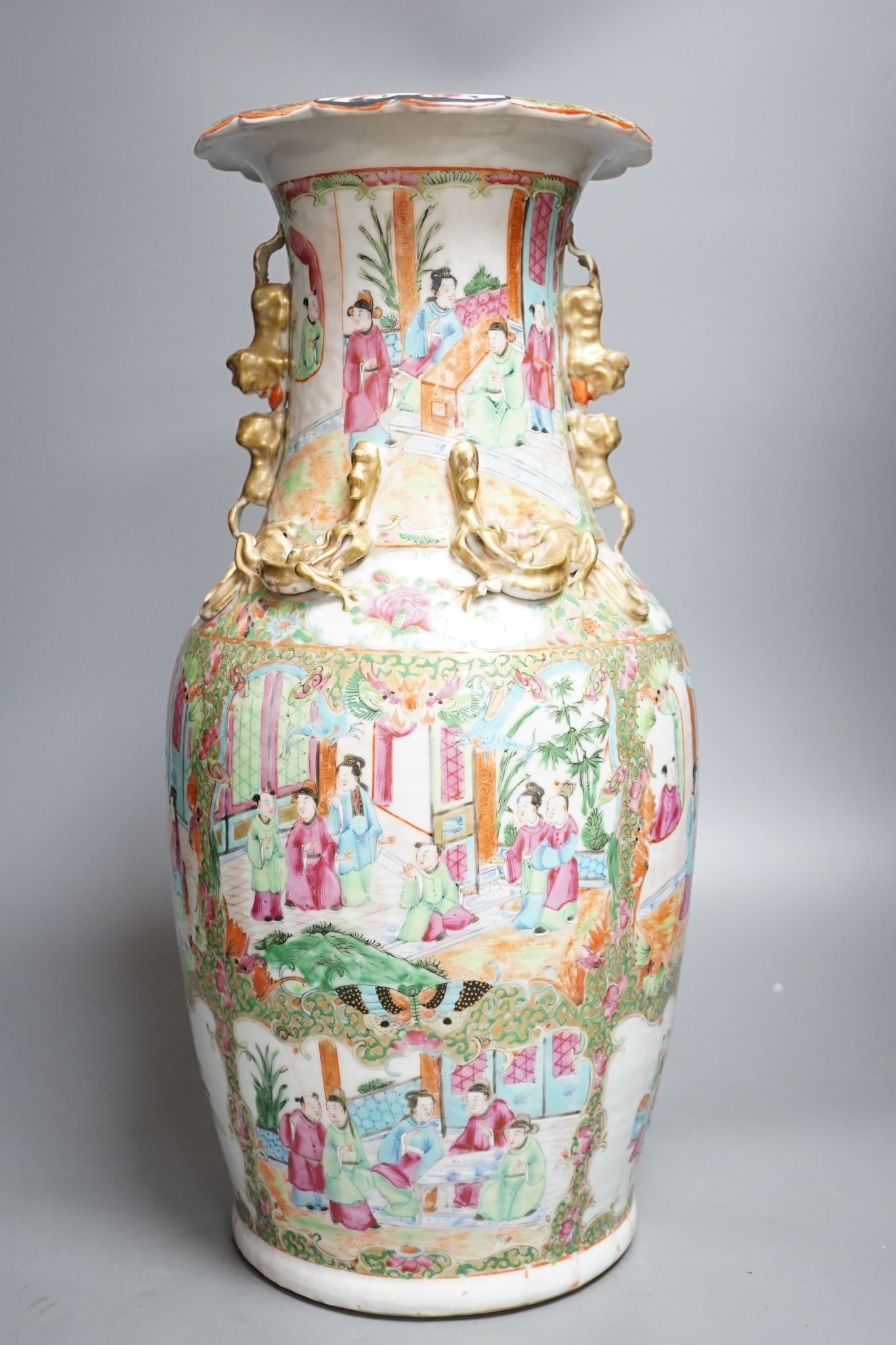 A Canton enamelled vase, 45cm